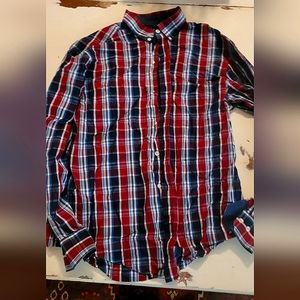 IZOD SIze M Plaid, button up, long sleeve shirt.